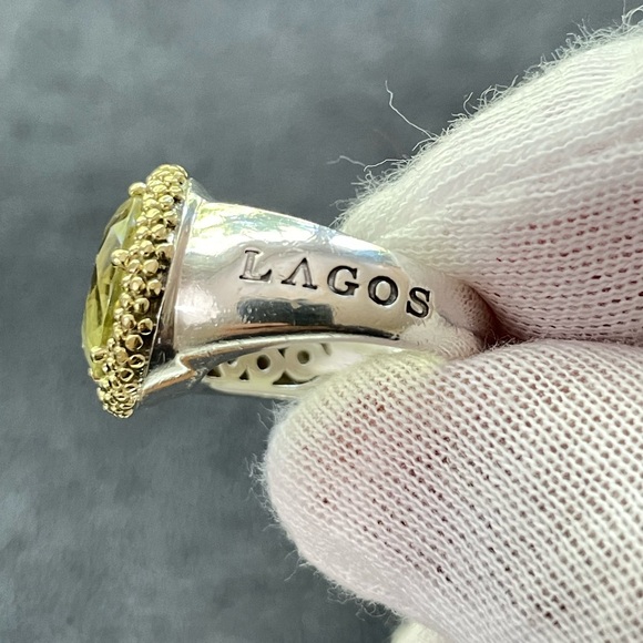 Lagos Caviar 925 & 18k Gold Lemon Citrine Cocktail Ring 6 - Picture 3 of 10